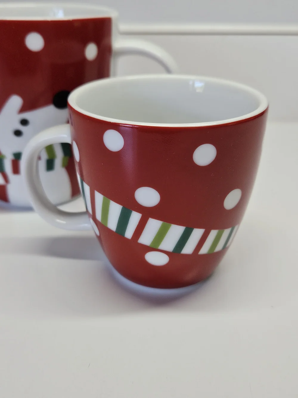 Crate & Barrel Red Ceramic Reindeer Christmas Mommy and Me Mug Set 6 & 12 OZ
